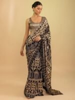 Women's Black Sequins Work Heavy Georgette Saree with Blouse (1024-Black-Sequins-Designer-Saree-Latest, Black) - Image 3