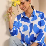 White Printed Silk Blend Straight Tunic