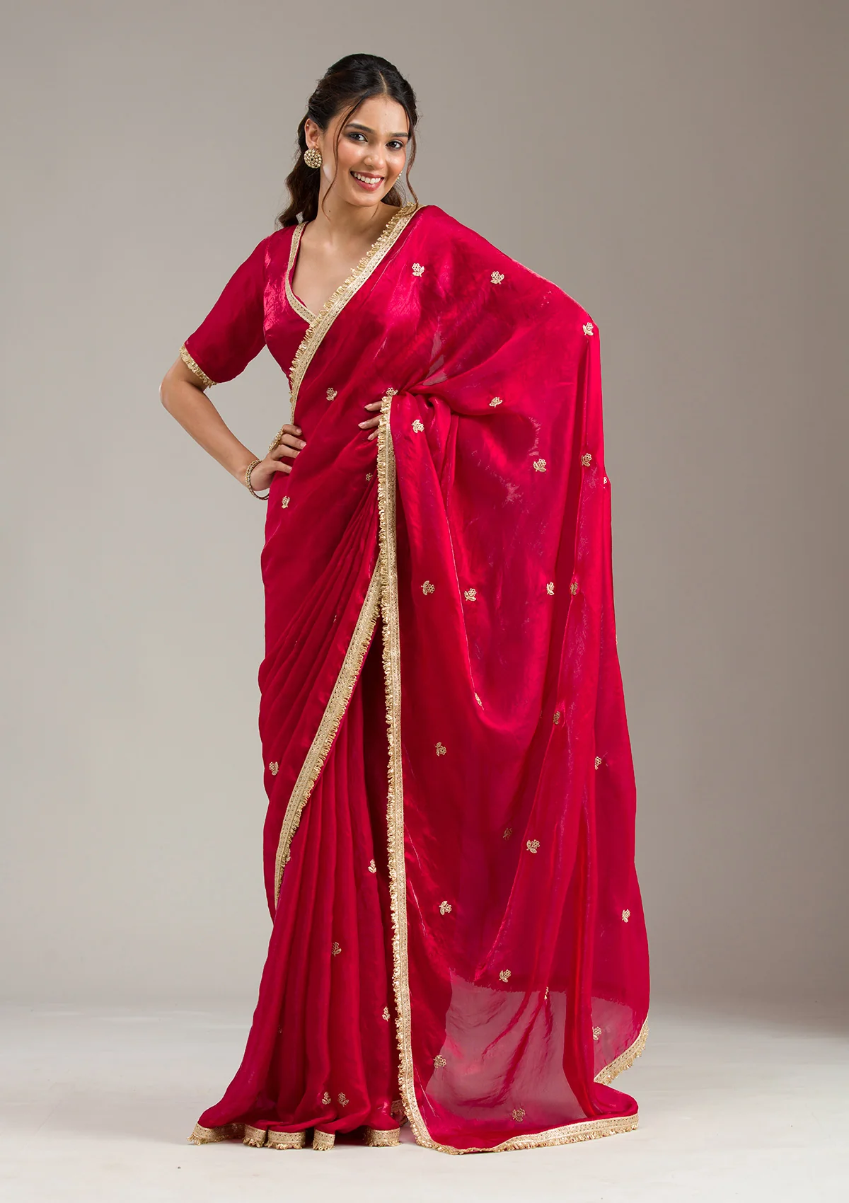 SAUS0044742_MAROON_5.webp Maroon Threadwork Georgette Saree - Image 1